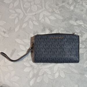 Michael Kors Blue Monogram Wristlet Clutch